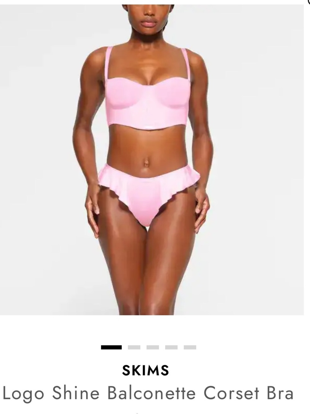 SKIMS Pink Logo Shine Balconette Corset Bra Collection 46DDD/40DDD NWT!!